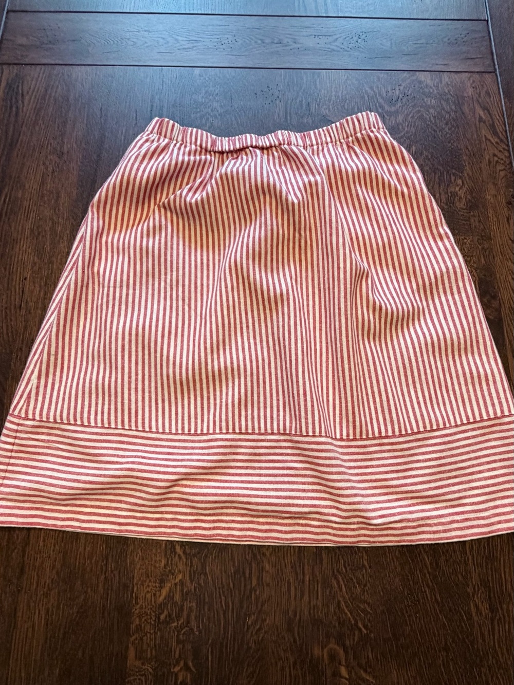 J. Crew Red/White Striped Elastic Waist Midi A-Line Skirt with pockets Small - Picture 3 of 11